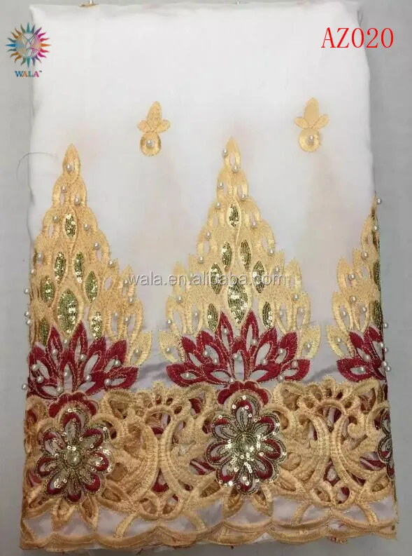 
AZ020- (2) Nigeria model 11.11 george lace fabric for Christmas garment 