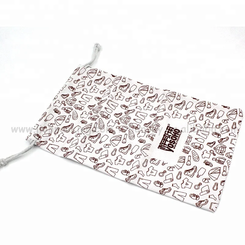 Индивидуальный логотип, упаковка для ювелирных изделий, Премиум маленький хлопчатобумажный холщовый чехол с полной печатью