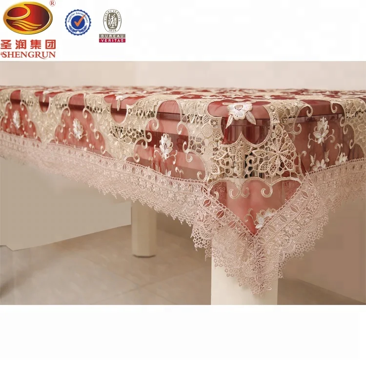 Beautiful new design lace table cloth with the organza