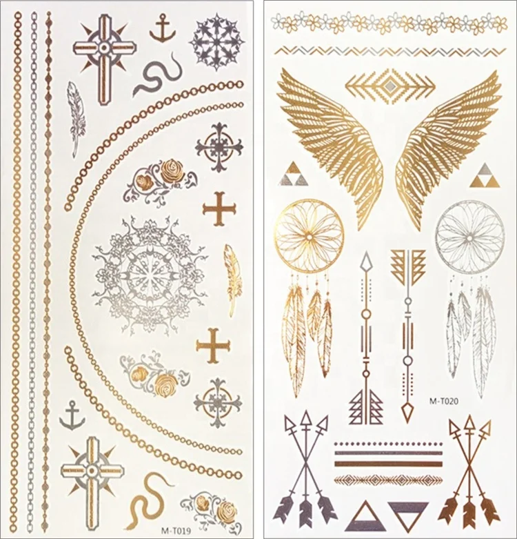 
Flash Products Metallic Waterproof Tattoo Gold Silver Fashion Bracelet Temporary Tattoo Stickers Color Foil Metallic Temporary 