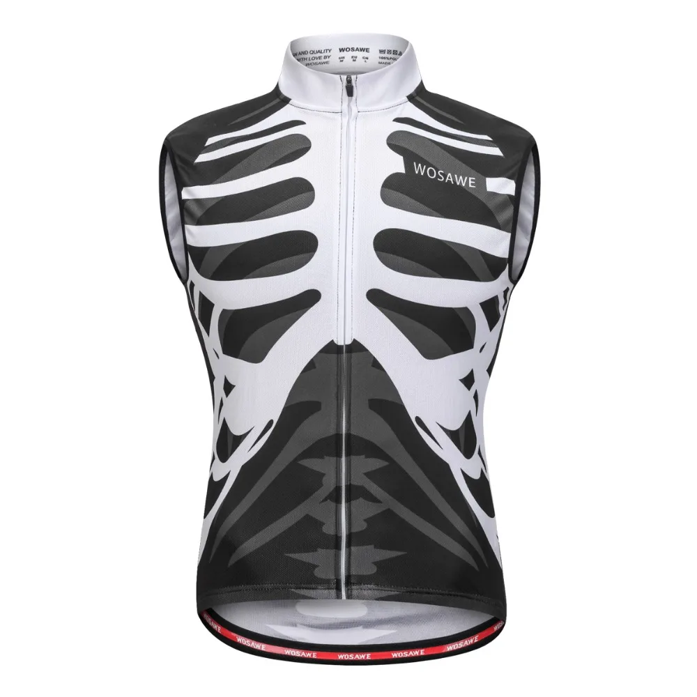 WOSAWE Sleeveless Cycling Jersey Skeleton Breathable Bike Wear Tights for summer Riding
