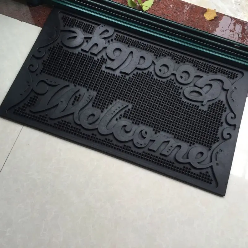 Half Moon Semi Circle Water Proof Doormat Rubber Black