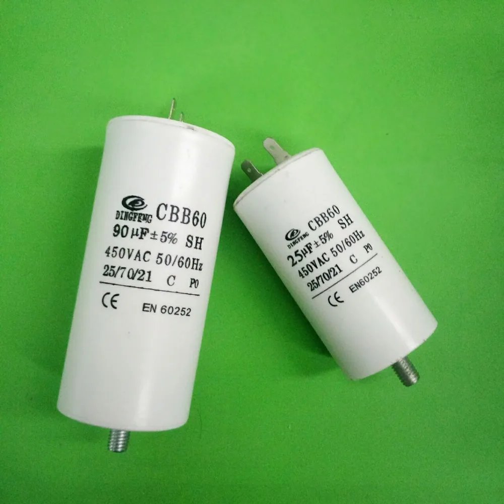 Cbb60 2 pins 18 мкФ 25/70/21 двигатель переменного тока конденсатор для водяного насоса с винт ноги