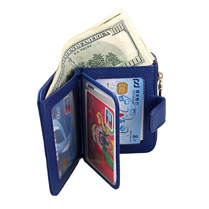 Women Hot Sell Top Layer Cowhide Wallet With Driving Licence Slots Short Zip Card Holder
