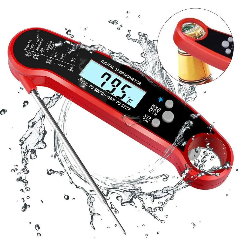 
Hot Selling Folding Waterproof Instant Read Kitchen Milk Meat Food Digital Thermometer for Outdoor Cooking BBQ 
