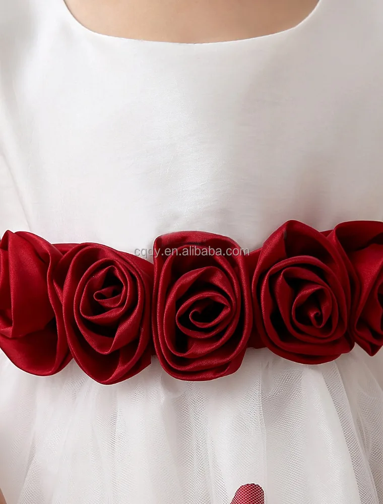 Sleeveless Wine Red One Piece Girls Party Dresses with Flower New Model Casual Long Dresses