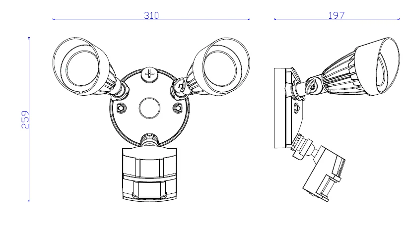 Low Voltage TwoHead 12v led security lights ip54 motion sensor