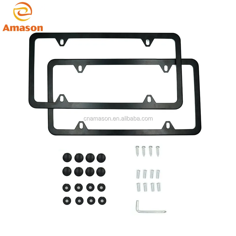 Stainless steel 304 US standard matt black powder coating license plate frame