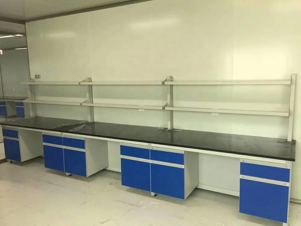 School Laboratory Furniture Chemical and Physical Metal Wooden Lab Bench with Sink and Drawers