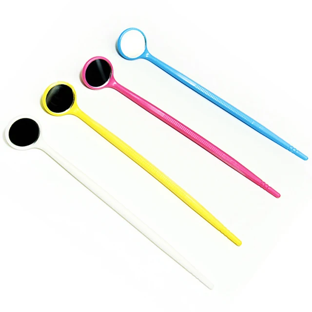 Противотуманное цветное пластиковое зеркало для проверки одноразовое Зубное зеркало