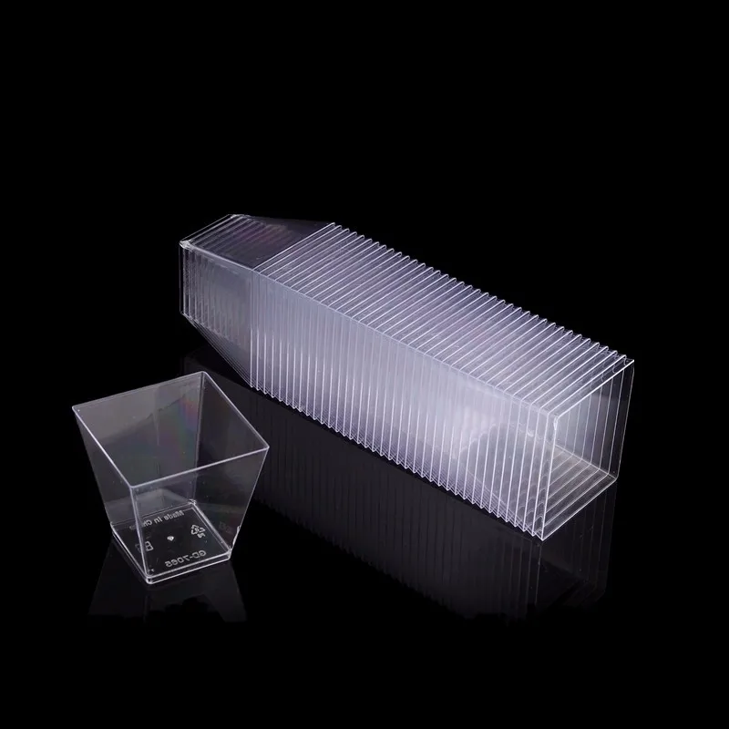 1000pcs/carton Disposable pudding trapezoid 8oz dessert cup shaped with lids plastic dessert cups