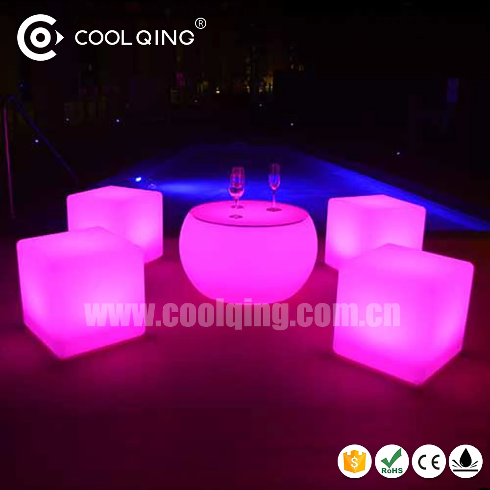 40cm Illuminated Plastic lighted plastic led cube/ led sitting cubes rechargeable seat