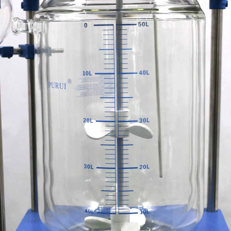 Hot sell 50L explosion-proof jacketed chemical glass reactor for laboratory