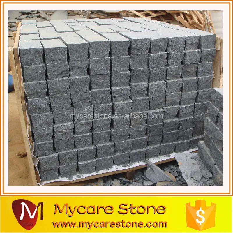 
Cobble stone pavers black granite black basalt paving stone 