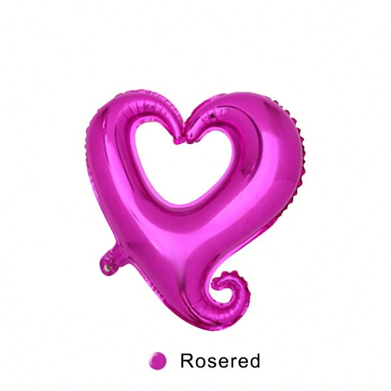 18inch  hollow heart shape hook tail team bride balloon helium gas heart foil balloon for wedding party decorations