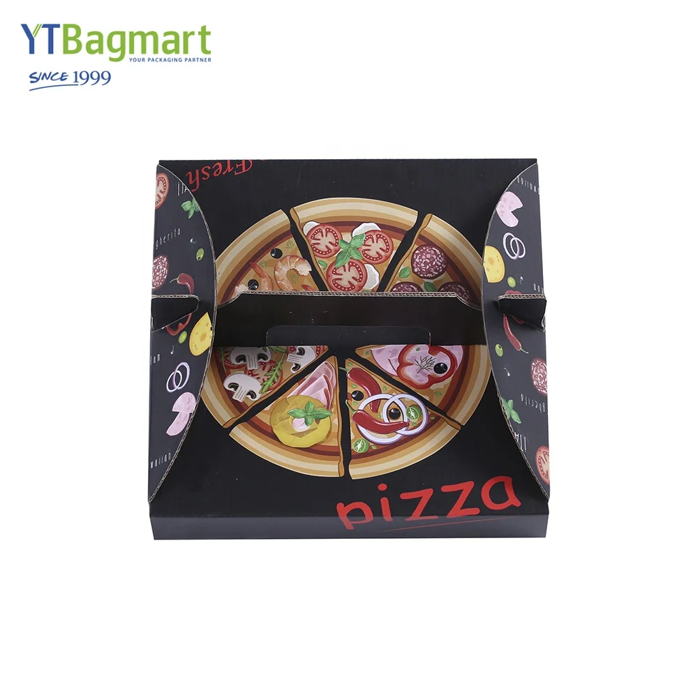 
Manufacturer Custom Logo Printed 12 Inch Pizza Packaging Corrugated Black Pizza Box 