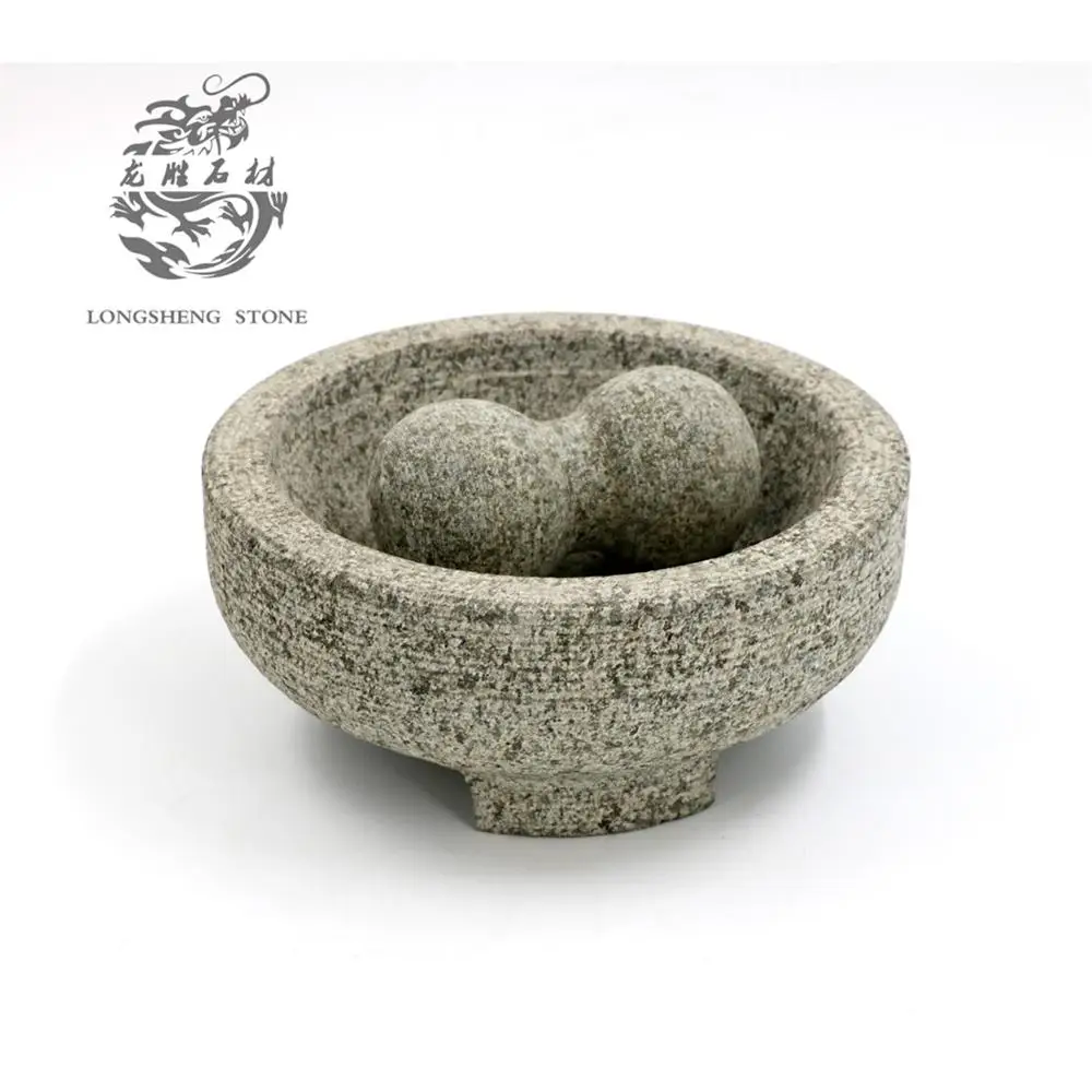 stone 8-inch large natural granite molcajete Rough grinding mortar and pestle 20*9 cm guacamole avocado