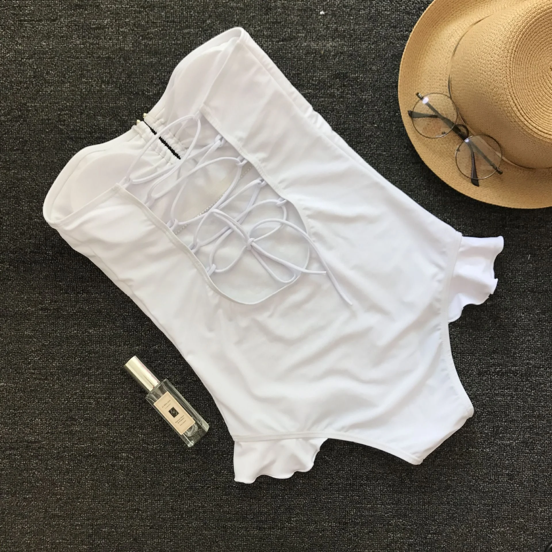 Fashion One Piece Strapless Swimwear Off Shoulder Sexy Bikini For Women With Flounce Traje De Bano