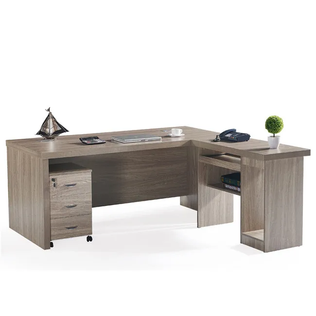Modern computer desk target MDF/MFC chipboard luxury office furniture with side cabinet with drawer office counter table design