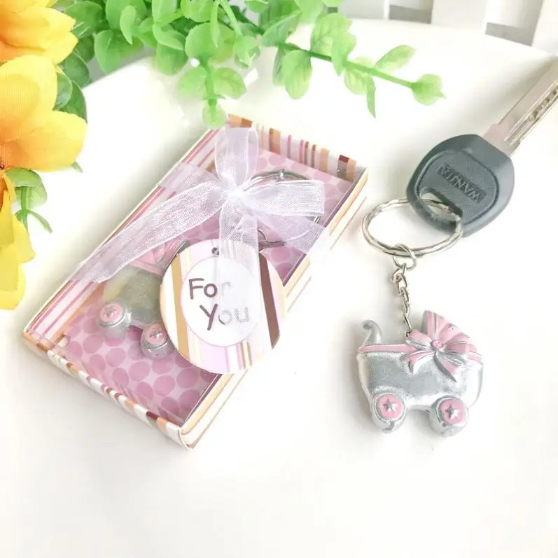 Baby Carriage Baby Girl Shower Return Gifts Favor Keychain Babyshower