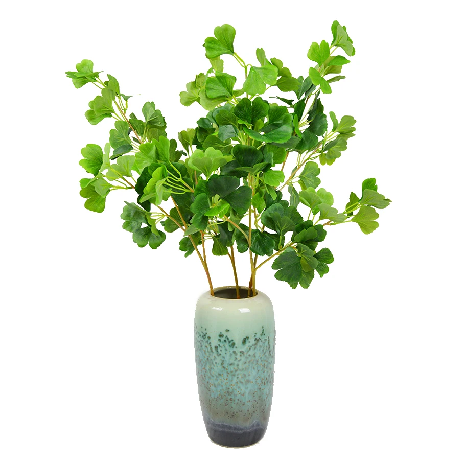 Shop selling artificial plant shooting props yellow green red ginkgo leaves home decoration hotel put