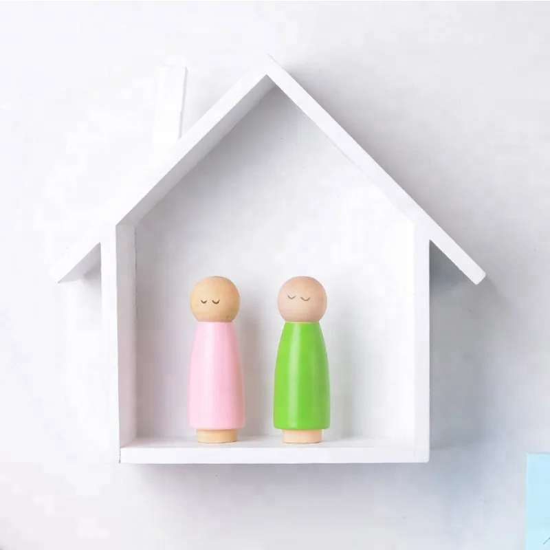 Floating House Shaped Wall Mount Wooden Shelf MDF wood wall mounted shelf