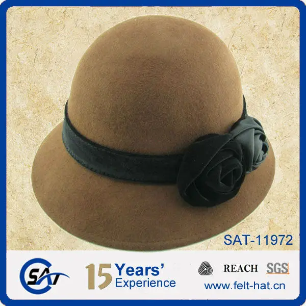 мода верблюда 100% войлока cloche дамы шляпы