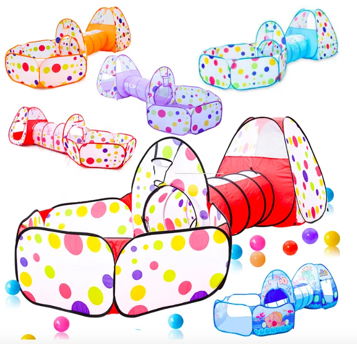 
Kids Play tents Crawl tunnels and Balls Pit, Pop Up Bounce Playhouse for toddlers, Bounce Castle Tent with basketball Hoop 