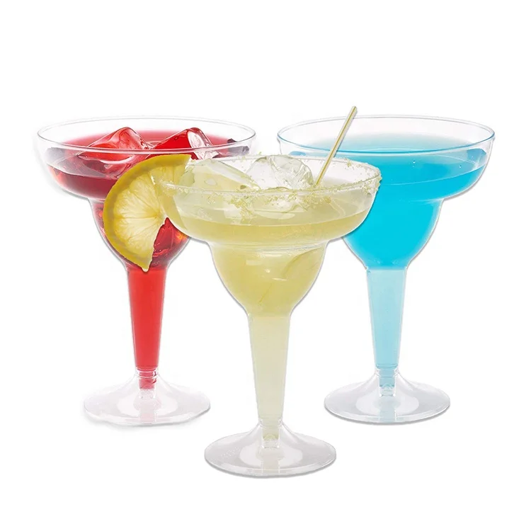 Plastic margarita glasses disposable plastic wine glasses hard clear cocktail plastic cups