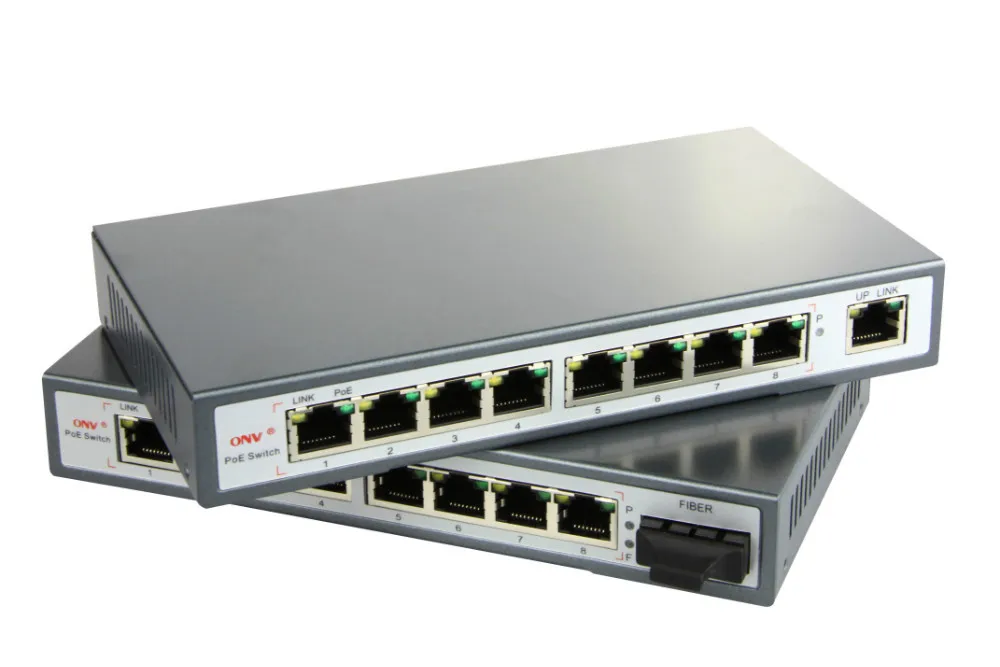 POE коммутатор 8 разъемов IEEE 802.3af Uplink оптический порт