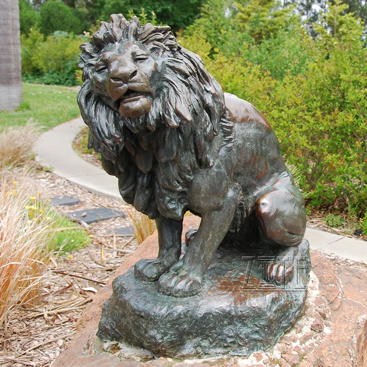 Promotional life size antique brass lion figurines statue for sale