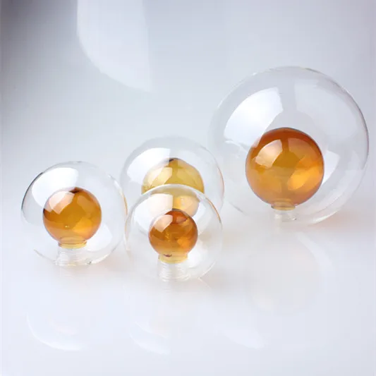 wholesale lighting factory party home decorative stained glass lamp shade double wall amber color glass lamp cover with screw