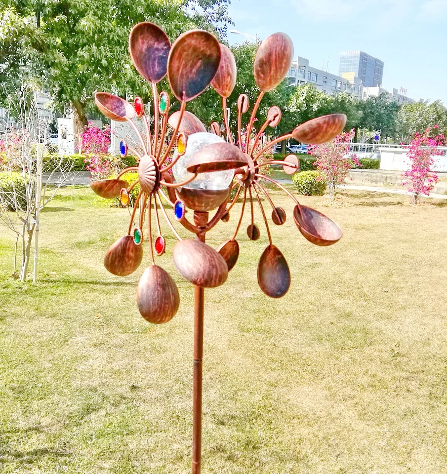 
metal solar home decorations led lights garden Windmill 