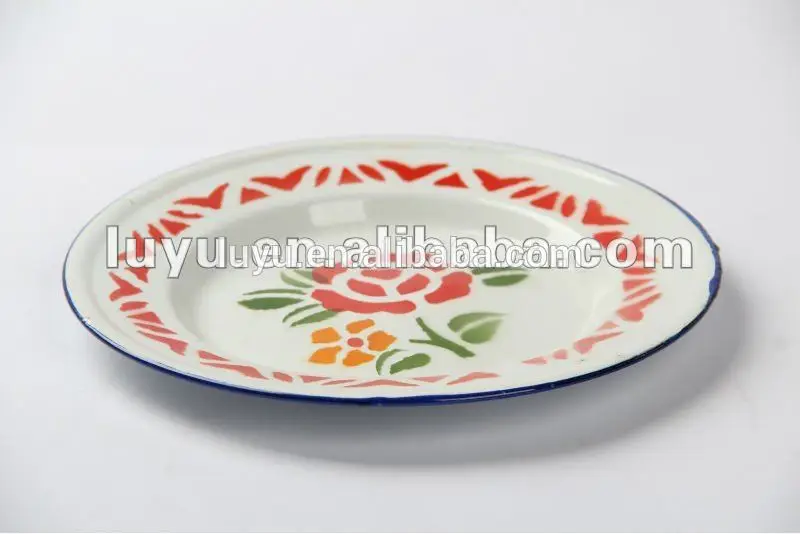 enamel food dishes and soup plate