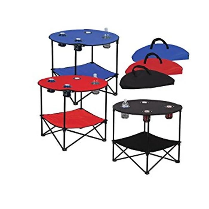 Folding Camping /Beach Round Table With 4 C up holder