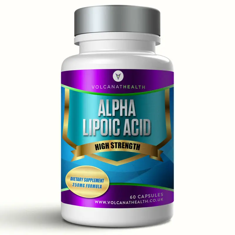 
Alpha Lipoic Acid Capsules Diet Pills In Volcanat Health Premium Bottles 
