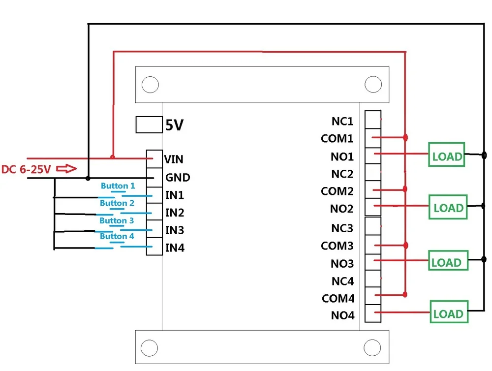 DC 5V 12V 24V 4CH Bluetooth Relay RF Remote control Switch ...