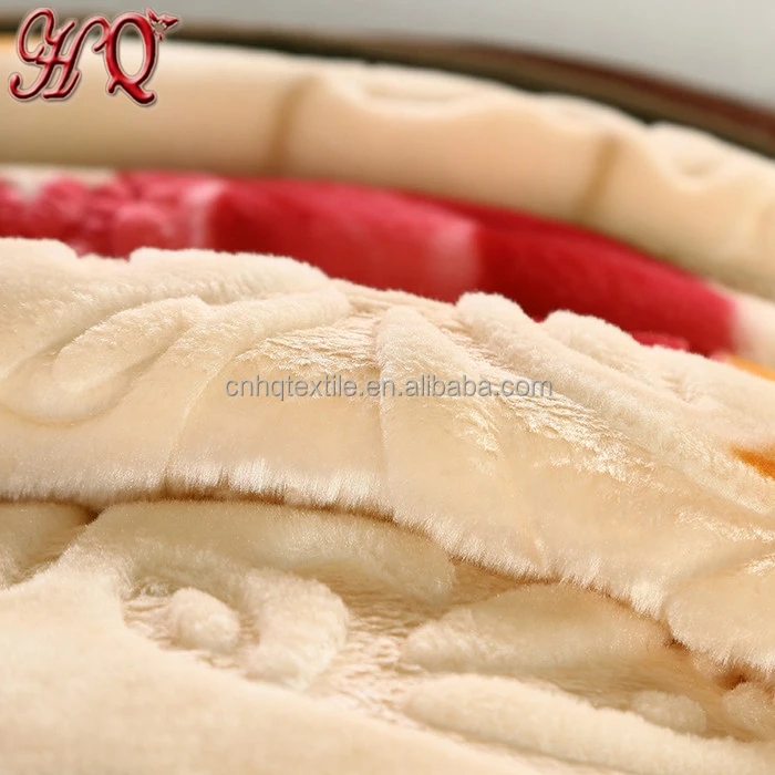
High quality winter warm elegant flower raschel blanket fabric 