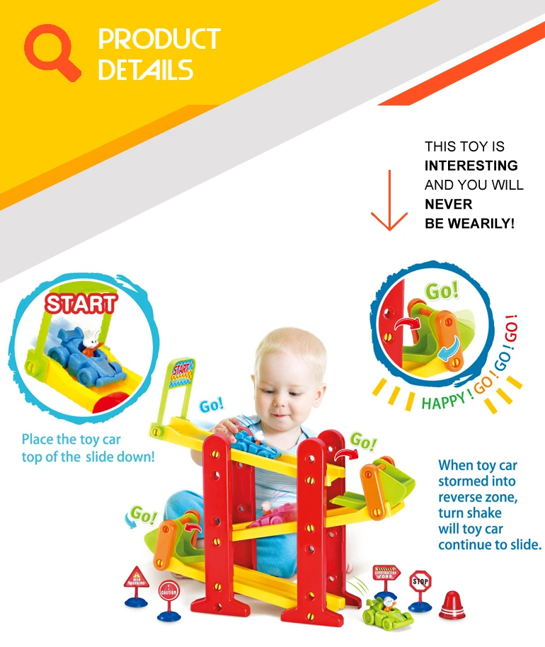 24 pcs assembled kids toy cars race track with animal track car