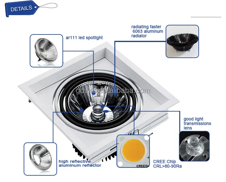 
AR111 COB 20W ceiling light hotel ceiling light display hall spotlights 
