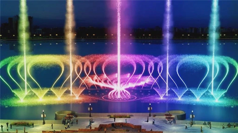 Snake shake multicolored led light 3d digital swing music fountain