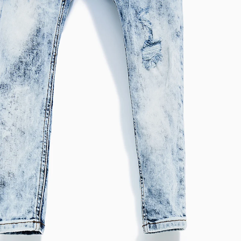high quality wholesale fancy boys new designer stone washed blue kids little faded ripped denim jeans