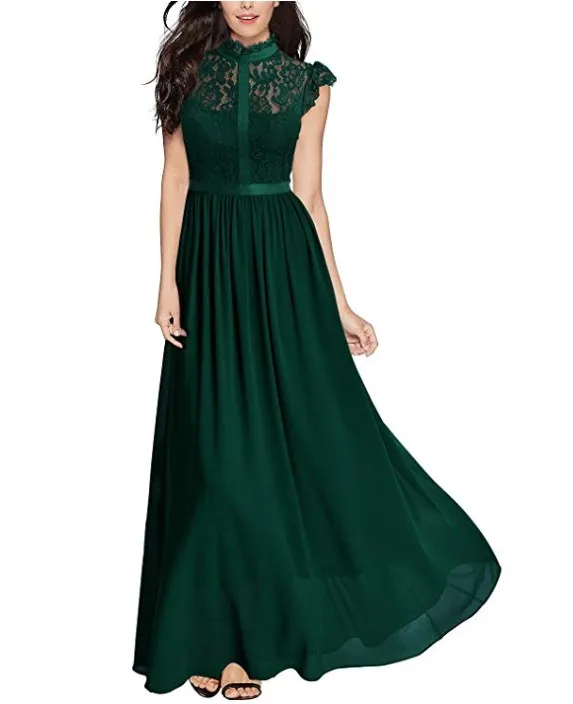 2019 Spring Lace Maxi Dress Elegant  Black Long Women Evening Dresses