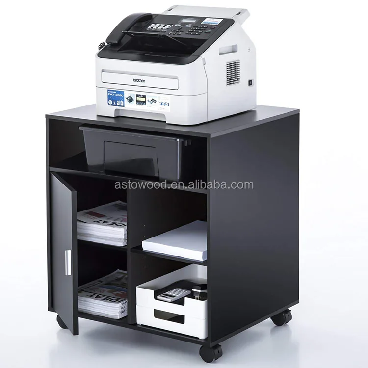 Office furniture use for Printer Stand Wood Work Cart with wheels in Black