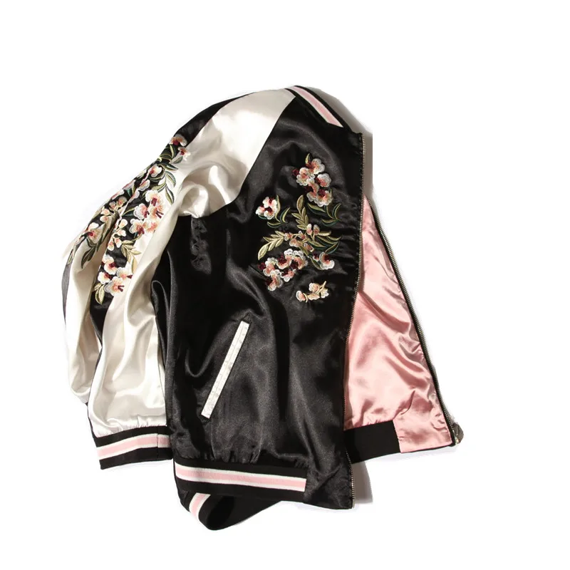 bomber jacket reversible jacket women floral embroidered