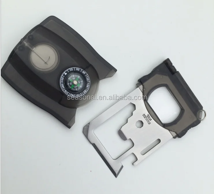 Promotion pocket credit card multi tools with compass and LED light