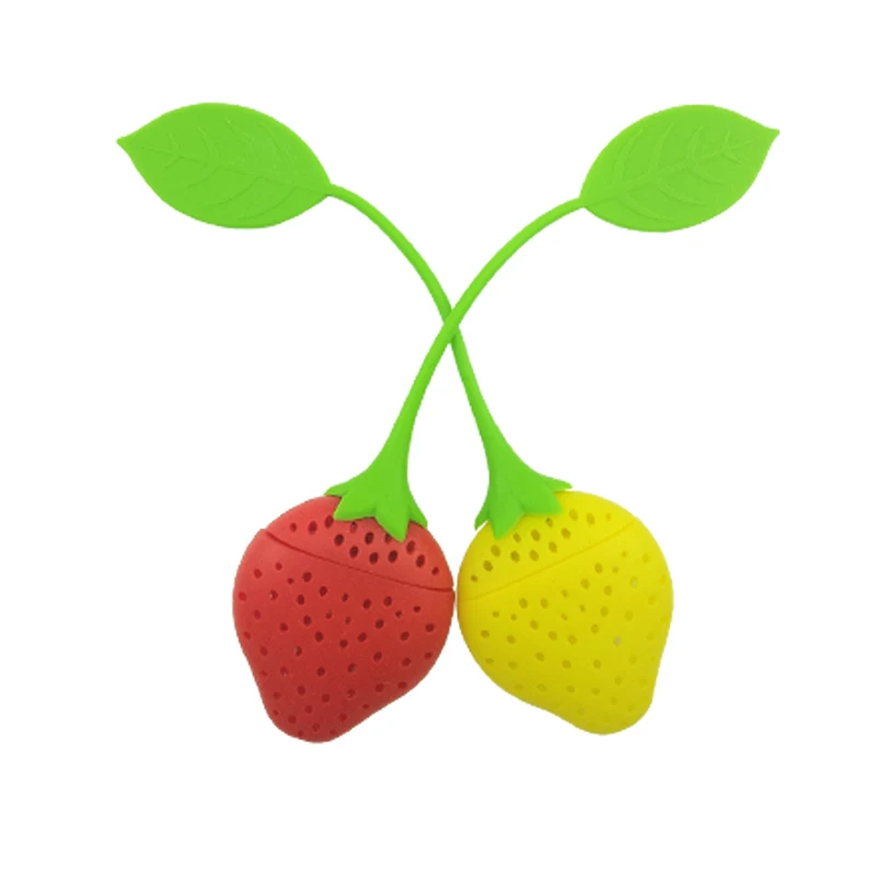 Cute plastic silicone tea  filter  infuser  with handle unique mini fruit  tea infuser  tea tools for gift
