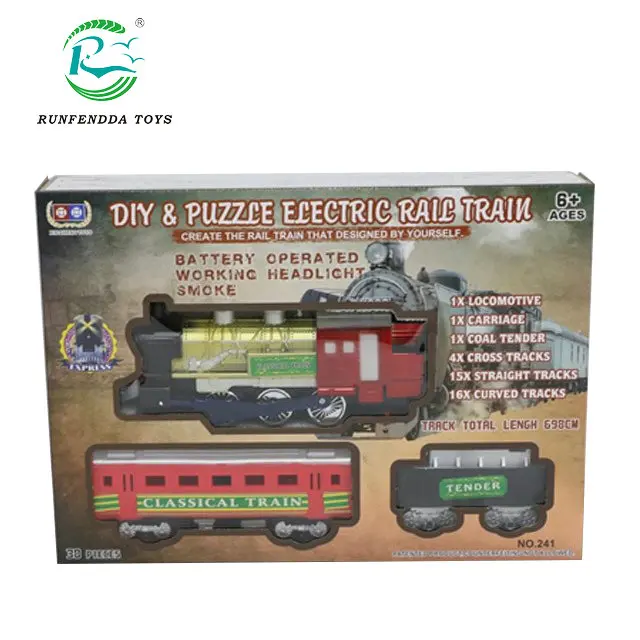 Puzzle Educational Toy Kids Play Puzzle Games Electric Smoking Rail Train