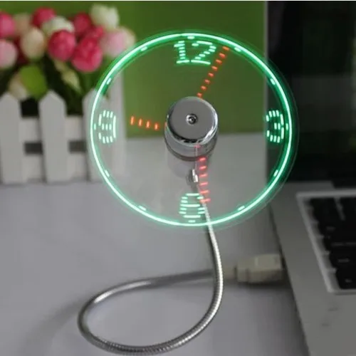 USB Mini Flexible Time LED Clock Fan With LED light