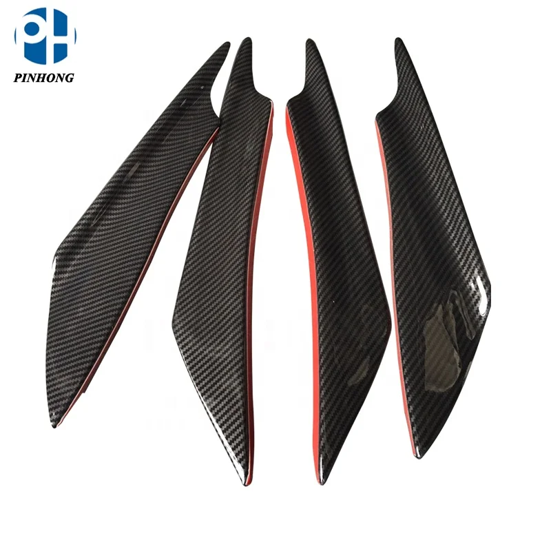 PH 4pcs Universal Carbon Fiber Type Car Front Bumper Lip Splitter Exterior Fins Body Spoiler Canard